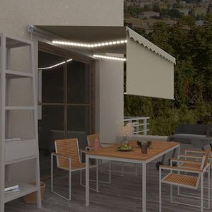 vidaXL Copertină retractabilă manual cu stor&LED, crem, 3, 5x2, 5 m imagine