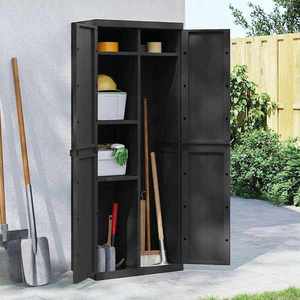 vidaXL Dulap depozitare de exterior, negru, 65x37x165 cm, PP imagine