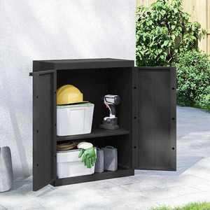 vidaXL Dulap depozitare de exterior, negru, 65x37x85 cm, PP imagine