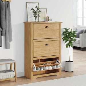 vidaXL Raft pentru încălțăminte BODO Maro miere 80 x 35 x 118 cm imagine