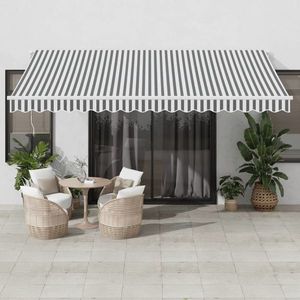 vidaXL Copertină retractabilă manual, antracit/alb, 450x350 cm imagine
