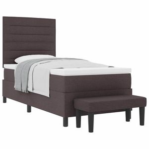 vidaXL Pat cu arcuri cu headboard Maro închis 90 x 190 cm țesătură imagine