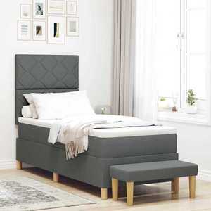 vidaXL Pat cu arcuri cu saltea Gri închis 80 x 200 cm țesătură imagine