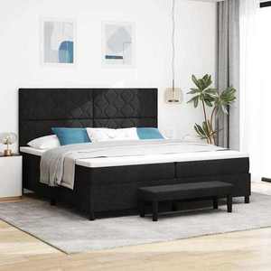 vidaXL Pat cu arcuri cu headboard Negru 200 x 200 cm țesătură imagine