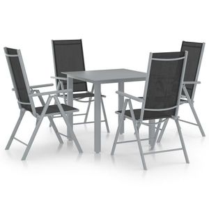 vidaXL Set mobilier de grădină, 5 piese, argintiu și negru, aluminiu imagine