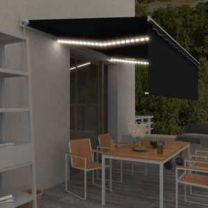 vidaXL Copertină retractabilă manual cu stor&LED, antracit, 5x3 m imagine