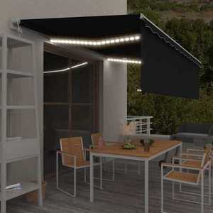 vidaXL Copertină retractabilă automat, stor&LED&senzor antracit, 5x3 m imagine