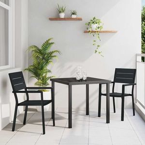 vidaXL Set de masă pentru grădină 3 pcs Negru imagine