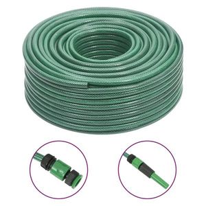 vidaXL Furtun de grădină cu set de racorduri, verde, 0, 5", 100 m, PVC imagine