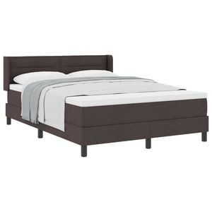 vidaXL Pat cu arcuri cu headboard Maro închis 190 x 140 cm țesătură imagine