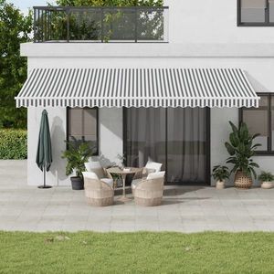 vidaXL Copertină retractabilă manual, antracit/alb, 600x350 cm imagine