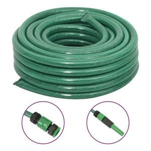 vidaXL Furtun de grădină cu set de racorduri, verde, 0, 75", 100 m, PVC imagine