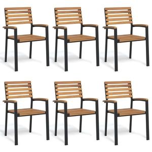 vidaXL Scaune grădină stivuibile, 6 buc., lemn masiv acacia și metal imagine