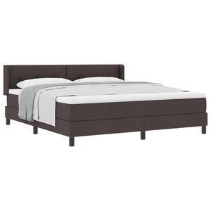 vidaXL Pat cu arcuri cu headboard Maro închis 200 x 180 cm țesătură imagine