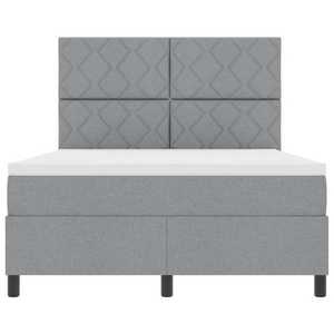 vidaXL Pat cu arcuri cu saltea Gri deschis 160 x 200 cm țesătură imagine