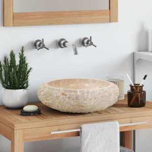 vidaXL Chiuvetă, crem, 40 x 12 cm, marmură imagine