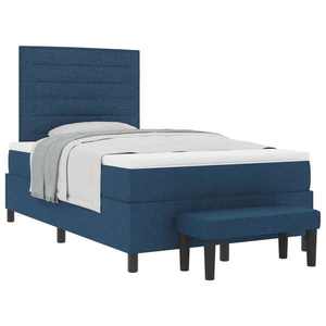 vidaXL Pat cu arcuri cu headboard albastru 120 x 190 cm țesătură imagine