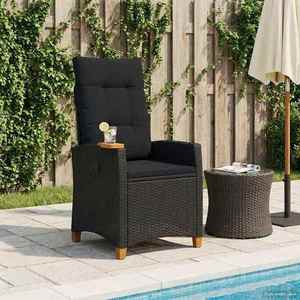 vidaXL Scaun reclinabil cu placă pentru ceai Negru 62 x 64 x 112 cm imagine