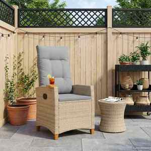 vidaXL Scaun reclinabil cu placă pentru ceai cu pernă 62 x 64 x 112 cm imagine