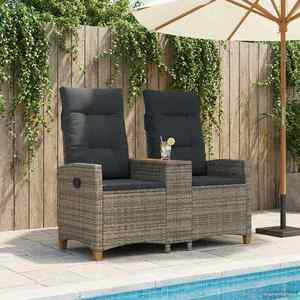 vidaXL Bancă reclinabilă cu masă Gri și gri închis 126 x 65 x 112 cm imagine