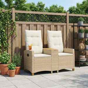 vidaXL Bancă reclinabilă cu masă Bej și alb crem 126 x 65 x 112 cm imagine