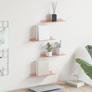 vidaXL Raft suspendat Pe perete 4 pcs Roz 30 x 9 x 2, 5 cm Oțel imagine