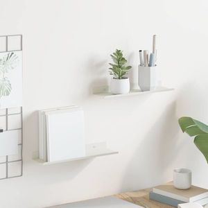 vidaXL Raft suspendat Pe perete 2 pcs Alb 30 x 9 x 2, 5 cm Oțel imagine