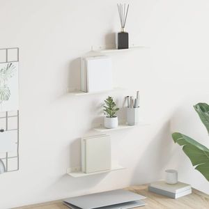 vidaXL Raft suspendat Pe perete 4 pcs Alb 30 x 9 x 2, 5 cm Oțel imagine