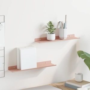 vidaXL Raft suspendat Pe perete 2 pcs Roz 40 x 8, 5 x 2, 5 cm Oțel imagine