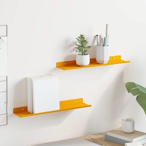 vidaXL Raft suspendat 2 pcs Galben muștar 40 x 8, 5 x 2, 5 cm Oțel imagine