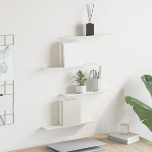 vidaXL Raft suspendat Pe perete 4 pcs Alb 40 x 8, 5 x 2, 5 cm Oțel imagine