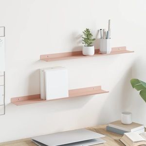 vidaXL Raft suspendat Pe perete 2 pcs Roz 60 x 8, 5 x 2, 5 cm Oțel imagine