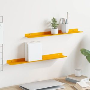 vidaXL Raft suspendat 2 pcs Galben muștar 60 x 8, 5 x 2, 5 cm Oțel imagine