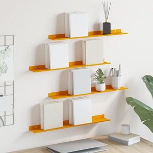 vidaXL Raft suspendat 4 pcs Galben muștar 60 x 8, 5 x 2, 5 cm Oțel imagine