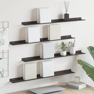 vidaXL Raft suspendat Pe perete 4 pcs Negru 80 x 9 x 2, 5 cm Oțel imagine