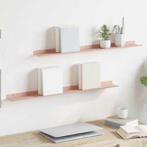 vidaXL Raft suspendat Pe perete 2 pcs Roz 80 x 9 x 2, 5 cm Oțel imagine