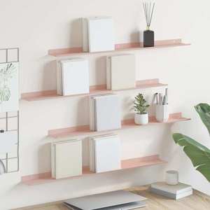 vidaXL Raft suspendat Pe perete 4 pcs Roz 80 x 9 x 2, 5 cm Oțel imagine