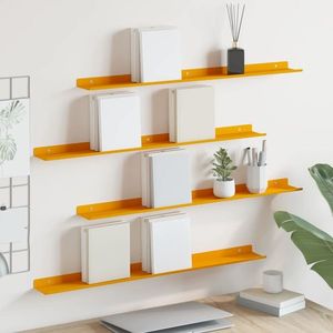 vidaXL Raft suspendat 4 pcs Galben muștar 80 x 9 x 2, 5 cm Oțel imagine