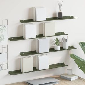 vidaXL Raft suspendat 4 pcs Verde măsliniu 80 x 9 x 2, 5 cm Oțel imagine