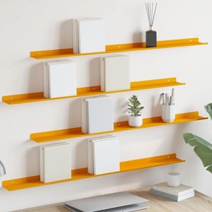 vidaXL Raft suspendat 4 pcs Galben muștar 100 x 9 x 2, 5 cm Oțel imagine