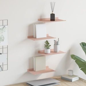 vidaXL Raft suspendat Pe perete 4 pcs Roz 30 x 18 x 2, 5 cm Oțel imagine