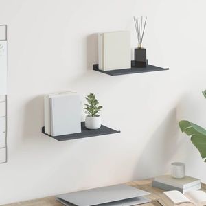 vidaXL Raft suspendat Pe perete 2 pcs Antracit 30 x 18 x 2, 5 cm Oțel imagine