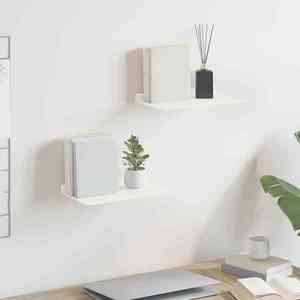 vidaXL Raft suspendat Pe perete 2 pcs Alb 30 x 18 x 2, 5 cm Oțel imagine