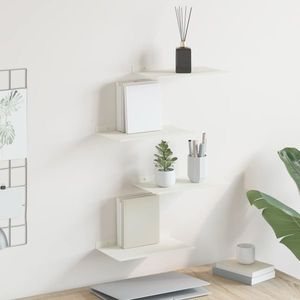 vidaXL Raft suspendat Pe perete 4 pcs Alb 30 x 18 x 2, 5 cm Oțel imagine