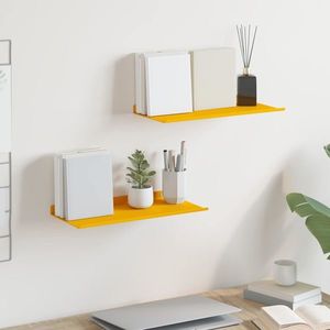 vidaXL Raft suspendat 2 pcs Galben muștar 40 x 18 x 2, 5 cm Oțel imagine