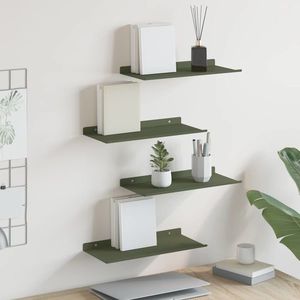 vidaXL Raft suspendat 4 pcs Verde măsliniu 40 x 18 x 2, 5 cm Oțel imagine