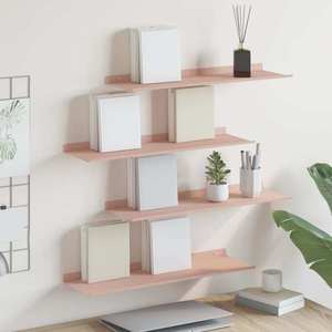 vidaXL Raft suspendat Pe perete 4 pcs Roz 60 x 18 x 2, 5 cm Oțel imagine