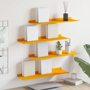 vidaXL Raft suspendat 4 pcs Galben muștar 60 x 18 x 2, 5 cm Oțel imagine