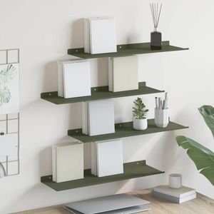 vidaXL Raft suspendat 4 pcs Verde măsliniu 60 x 18 x 2, 5 cm Oțel imagine