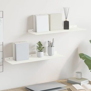 vidaXL Raft suspendat Pe perete 2 pcs Alb 60 x 18 x 2, 5 cm Oțel imagine